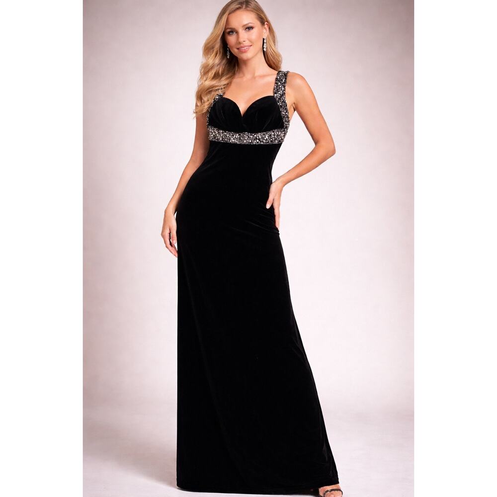 MSRP $218 ✨ DUSK Beaded Velvet Evening Gown – Size 12 ✨SAME DAY SHIP or NEXT DAY
